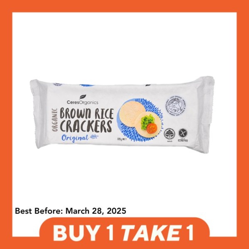 [B1T1] Ceres Organics Brown Rice Crackers – Original (115g)