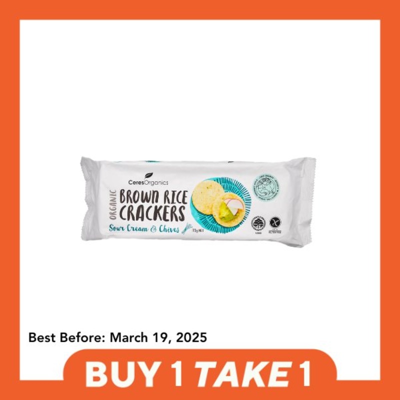 [B1T1] Ceres Organics Brown Rice Crackers – Sour Cream & Chives (115g)