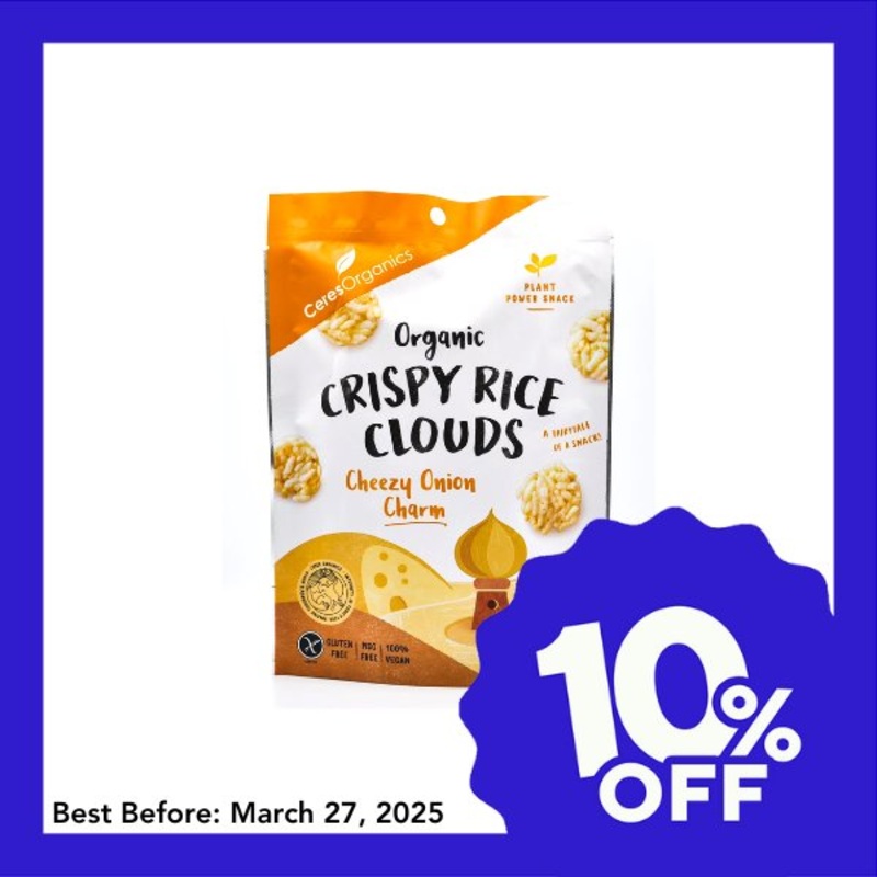 Ceres Organics Crispy Rice Clouds – Cheezy Onion Charm (50g)