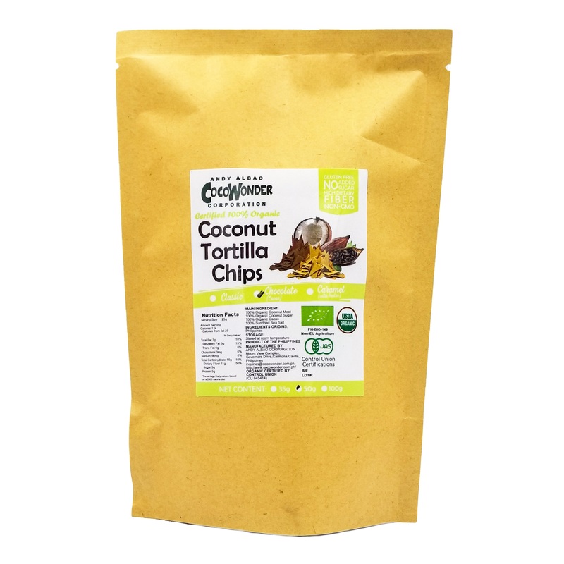 CocoWonder Organic Coconut Tortilla Chips – Chocolate (50g)