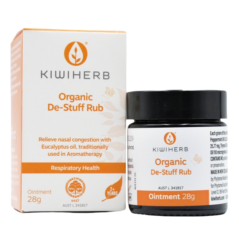 Kiwiherb Organic Herbal Supplements – De-Stuff Rub (2 years+) (28g)