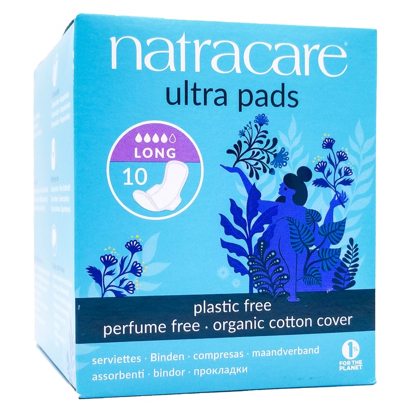 Natracare Organic Ultra Sanitary Pads with Wings – Long (10 pads)