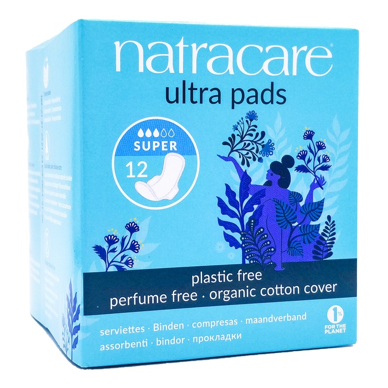 Natracare Organic Ultra Sanitary Pads with Wings – Super (12 pads)