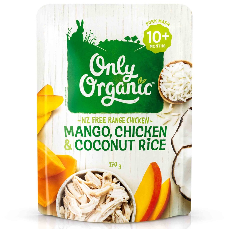 Only Organic Baby Food 10+ months – Mango Chicken & Coconut Rice (170g)
