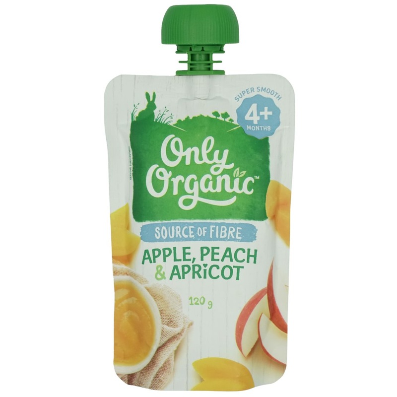 Only Organic Baby Food 4+ months – Apple Peach & Apricot (120g)