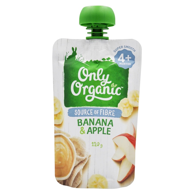 Only Organic Baby Food 4+ months – Banana & Apple (120g)