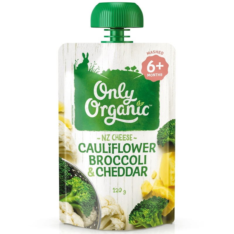 Only Organic Baby Food 6+ months – Cauliflower Broccoli & Cheddar (120g)