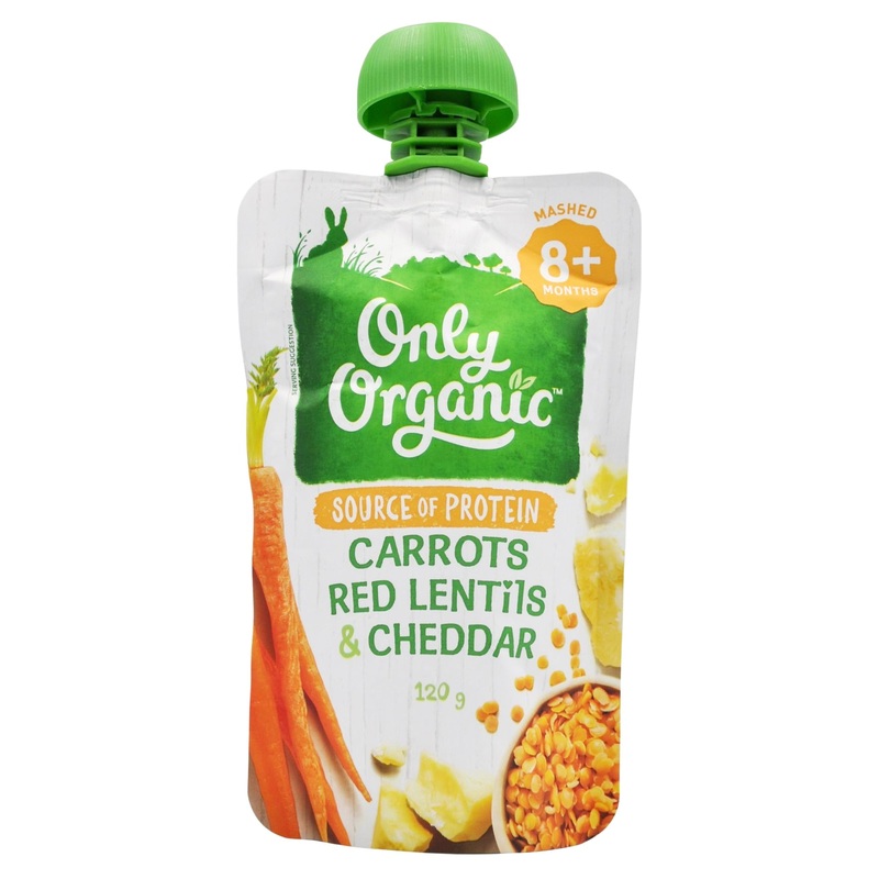 Only Organic Baby Food 8+ months – Carrot Red Lentils & Cheddar (120g)