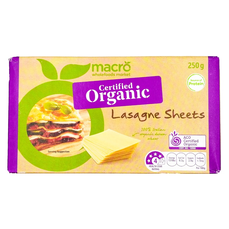 Macro Organic Pasta 100% Italian Organic Durum Wheat – Lasagne Sheets (250g)