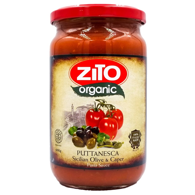 Zito Organic Pasta Sauce –  Puttanesca Sicilian Olive & Caper (690g)