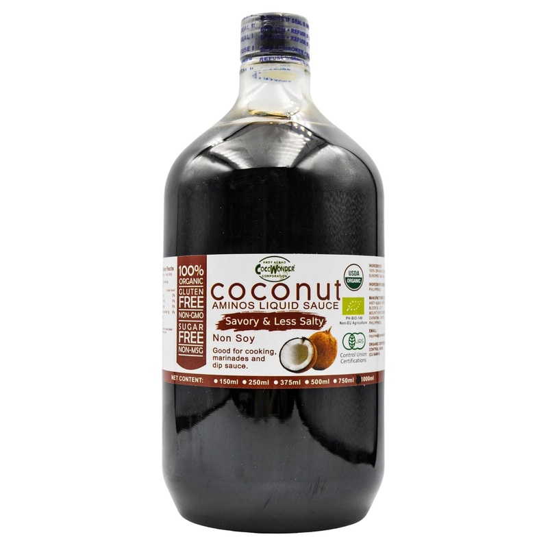 CocoWonder Organic Coconut Aminos Liquid Sauce (1 liter) – Plastic Bottle