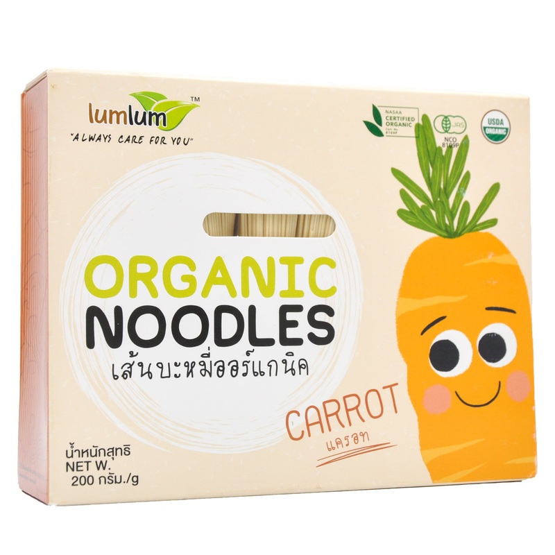 Lumlum Organic Baby Noodles 7+ months – Carrot (200g)