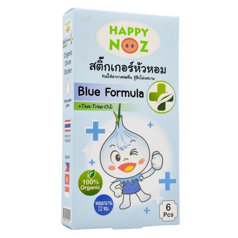 Happy Noz Organic Onion Sticker – Blue Formula + Tea Tree Oil (Anti-Bac) (6pcs)
