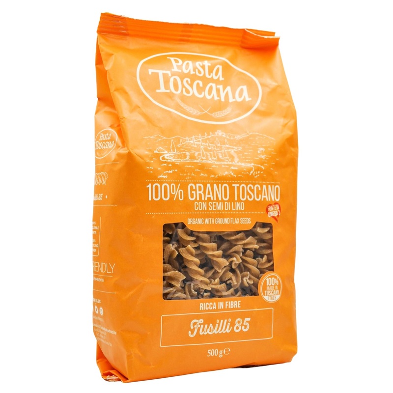 Pasta Toscana Organic Pasta with Ground Flax Seeds – Fusilli Spirals (500g)