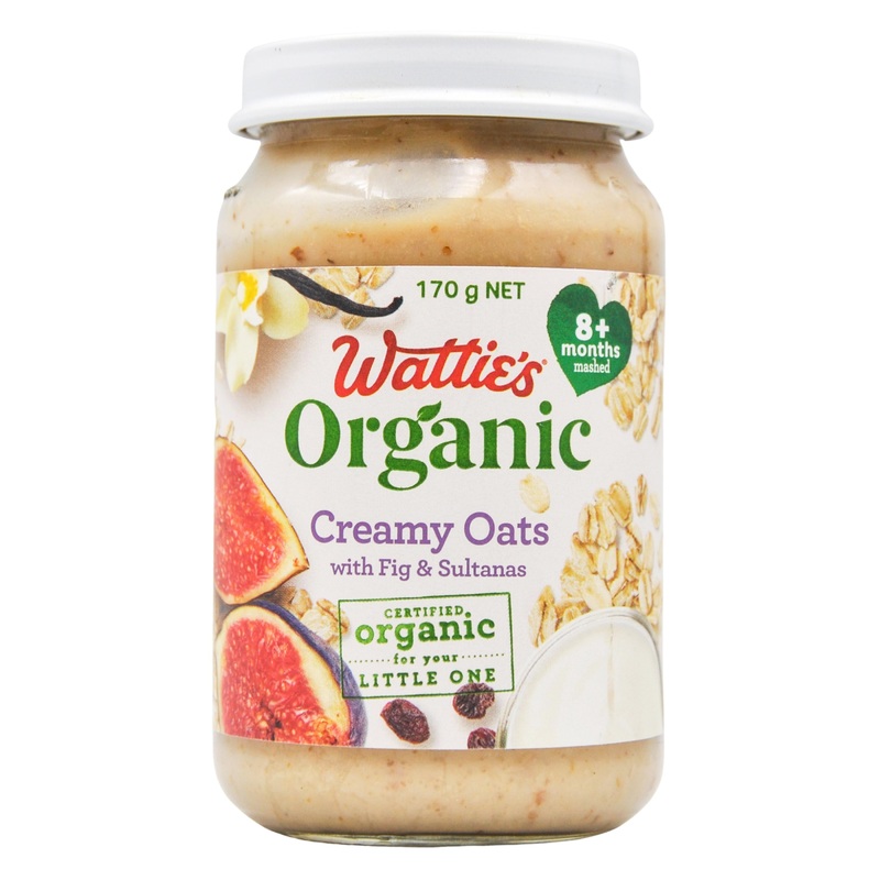 Wattie’s Organic Baby Food 8+ Months – Creamy Oats w/ Fig & Sultanas (170g)