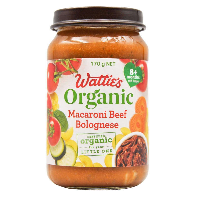 Wattie’s Organic Baby Food 8+ Months – Macaroni Beef Bolognese (170g)