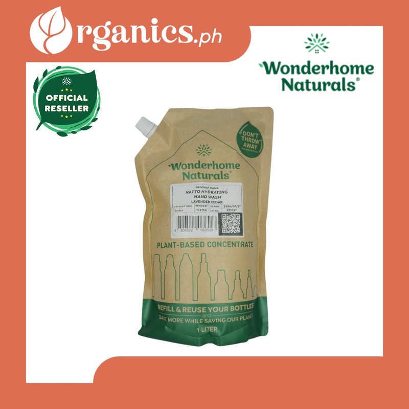 Wonderhome Naturals Natto Hydrating Hand Wash – Lavender & Cedar – Refill Pack (1 Liter)