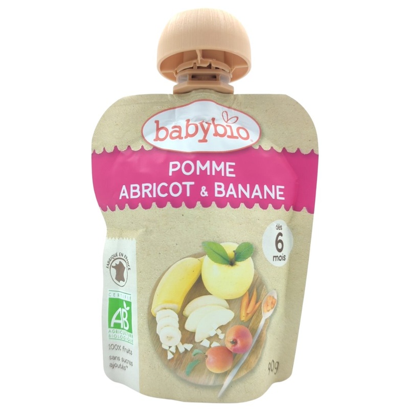 Babybio Organic Baby Food 6+ months – Apple, Apricot, Banana (90g)