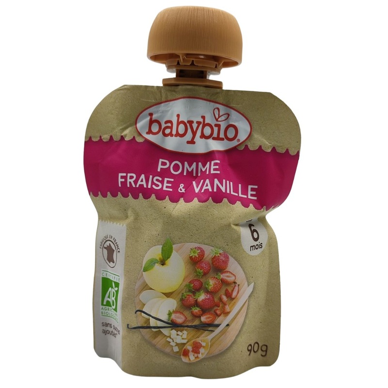 Babybio Organic Baby Food 6+ months – Apple, Strawberry, Vanilla (90g)