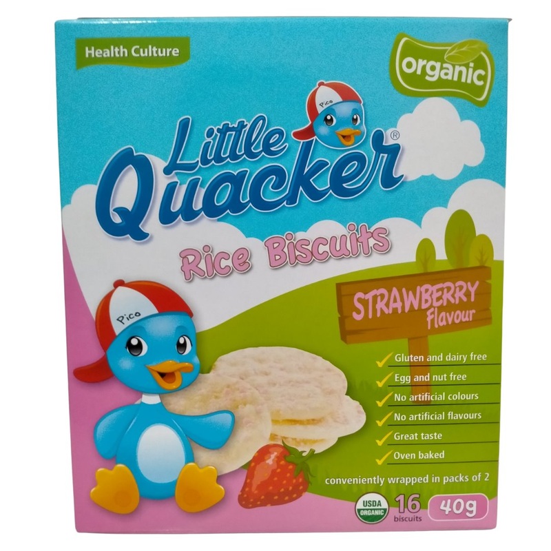 Health Culture Little Quacker Rice Biscuits – Strawberry Flavor (40g)