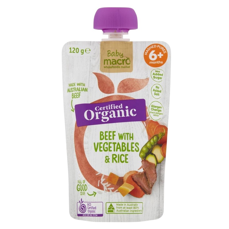 Macro Organic Baby Food 6+ Months – Beef w/ Vegetables & Rice (120g)