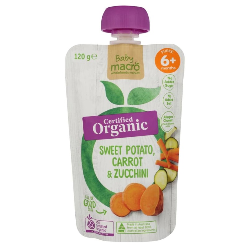 Macro Organic Baby Food 6+ Months – Sweet Potato, Carrot, Zucchini (120g)