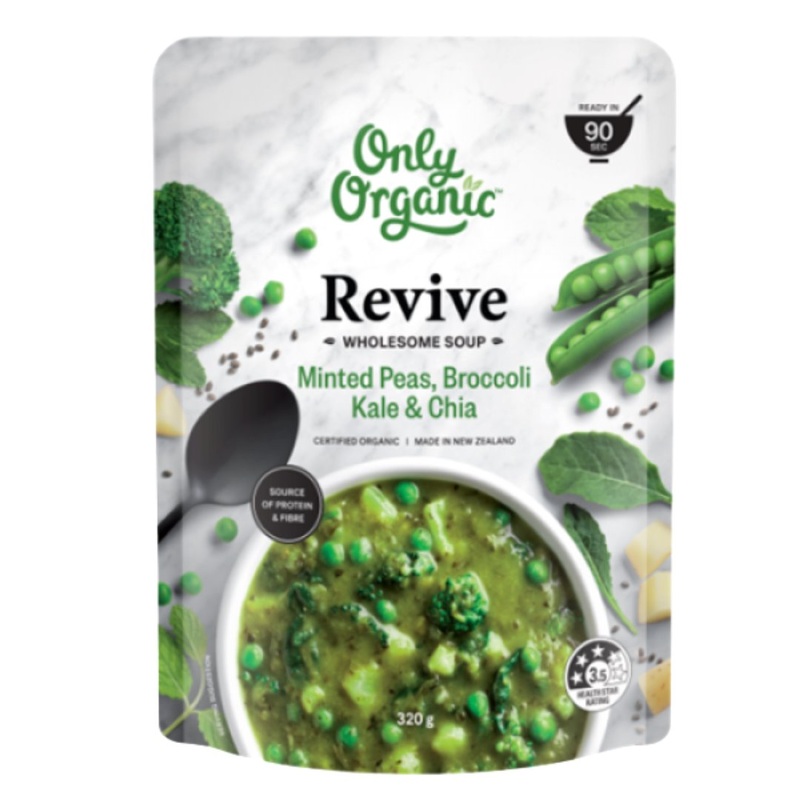 Only Organic Wholesome Soup – Minted Peas, Broccoli, Kale & Chia – Revive (320g)