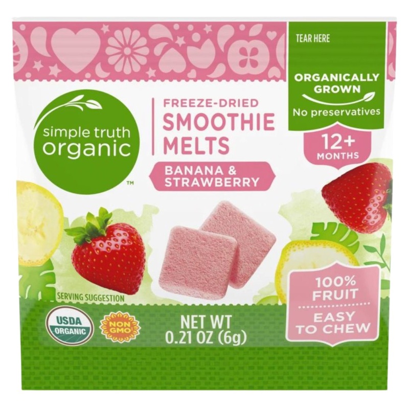Simple Truth Organic Freeze-Dried Smoothie Melts 12+ months – Banana & Strawberry (6g)