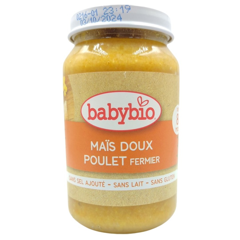 Babybio Organic Baby Food 8+ months – Sweet Corn & Chicken (200g)