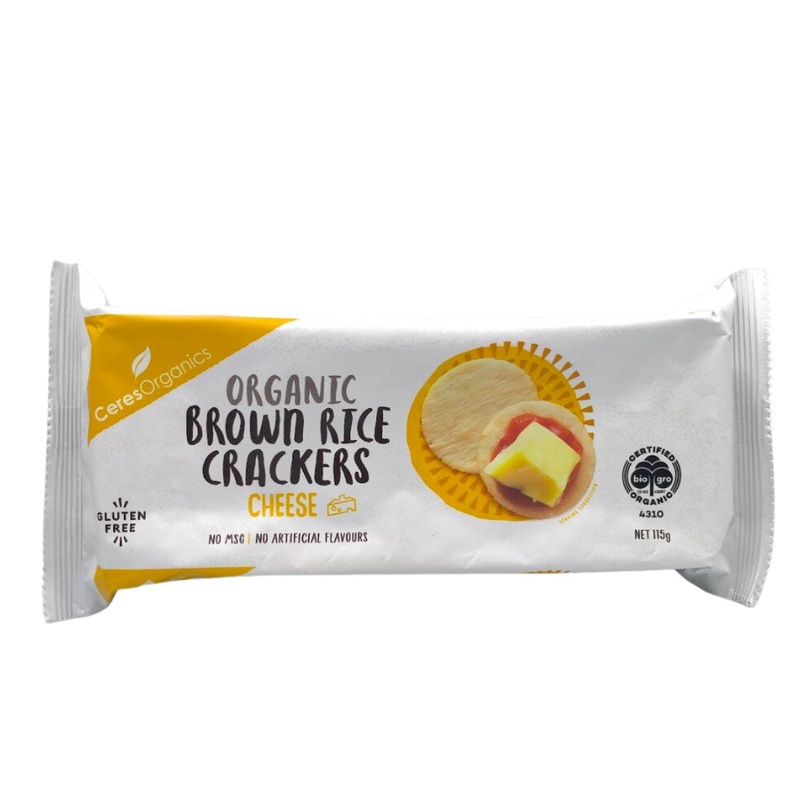 Ceres Organics Brown Rice Crackers – Cheese (115g)