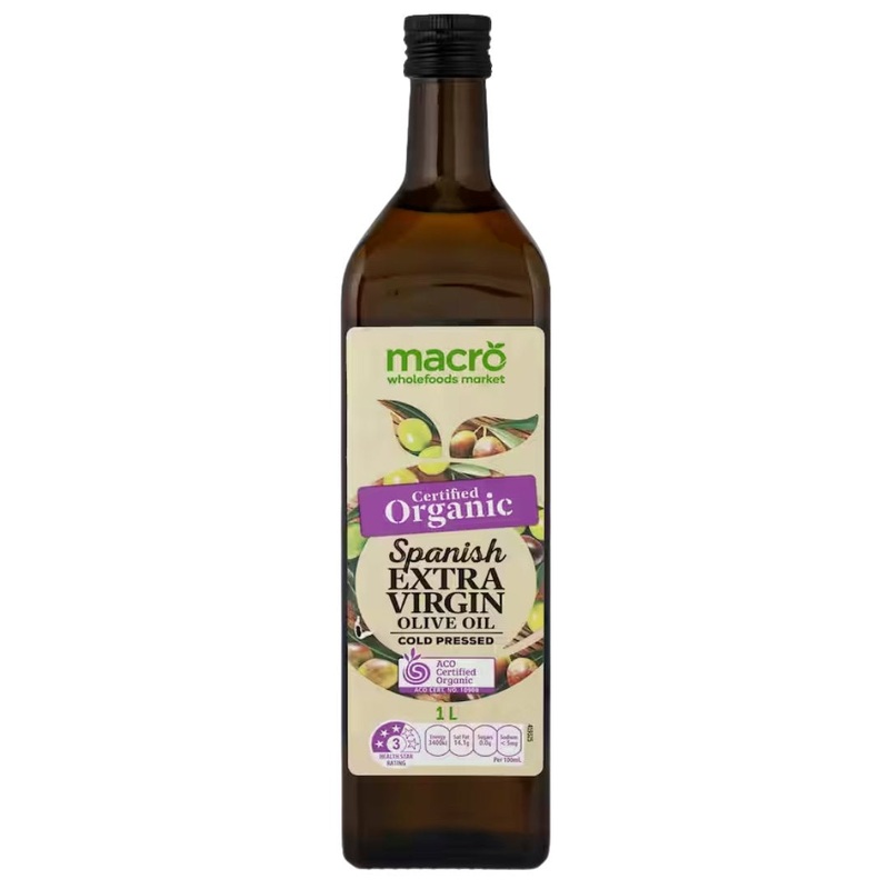 Macro Organic Spanish Extra Virgin Olive Oil Cold Pressed (1 Liter)