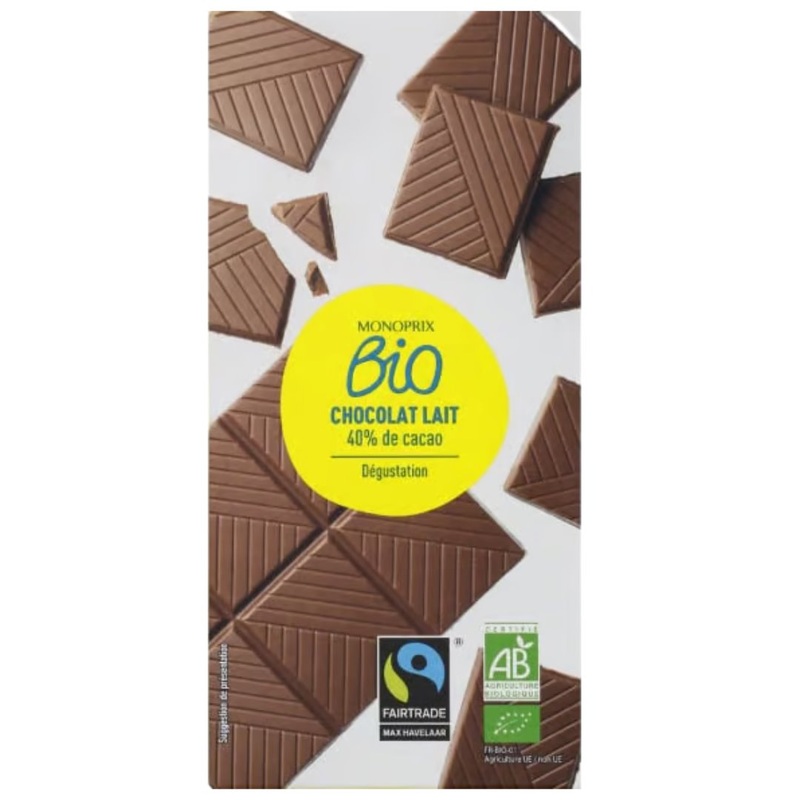 Monoprix Organic Milk Chocolate – 40% (100g)