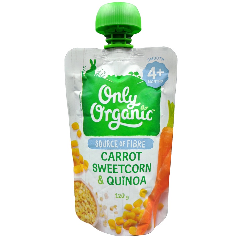 Only Organic Baby Food 4+ months – Carrot Sweetcorn & Quinoa (120g)