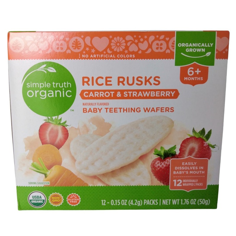Simple Truth Organic Baby Teething Wafers 6+ months – Carrot & Strawberry (50g)