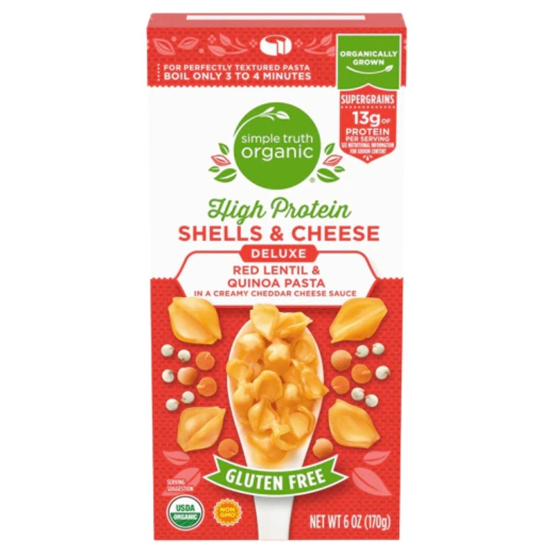 Simple Truth Organic Red Lentil & Quinoa Pasta – Shells & Cheese (170g)