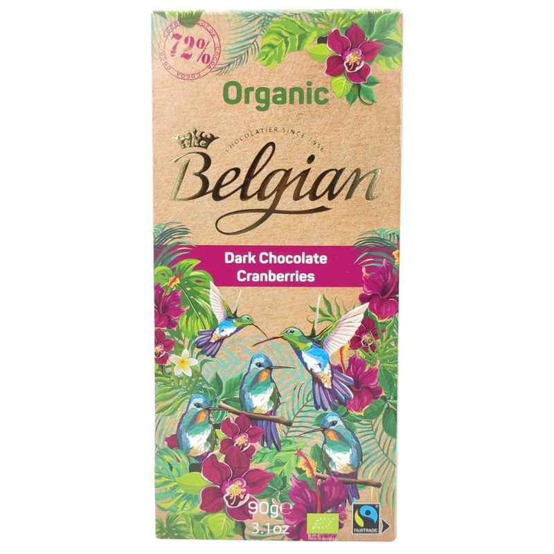 The Belgian Organic Dark Chocolate Cranberries 72% Cocoa (90g)