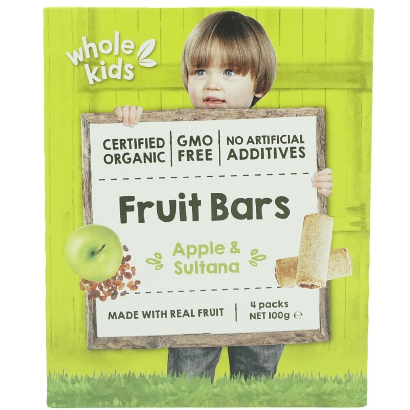 Whole Kids Organic Baby Snacks 12+ months Fruit Bars – Apple & Sultana (100g)