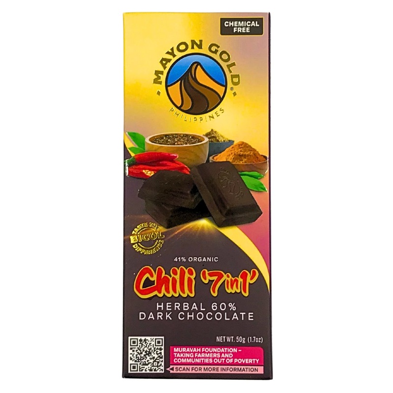 Mayon Gold Dark Chocolate – 60% Herbal Chili 7in1 (50g)