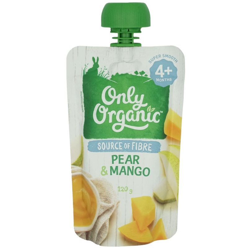 Only Organic Baby Food 4+ months – Pear & Mango (120g)