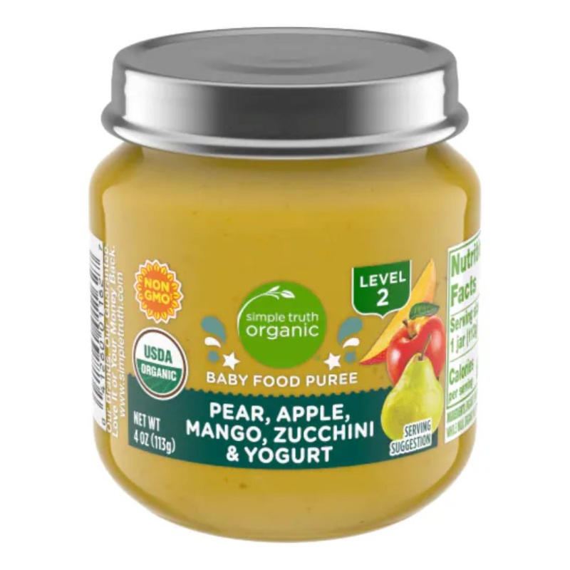 Simple Truth Organic Baby Food Puree Level 2 – Pear, Apple, Mango, Zucchini & Yogurt (113g jar)