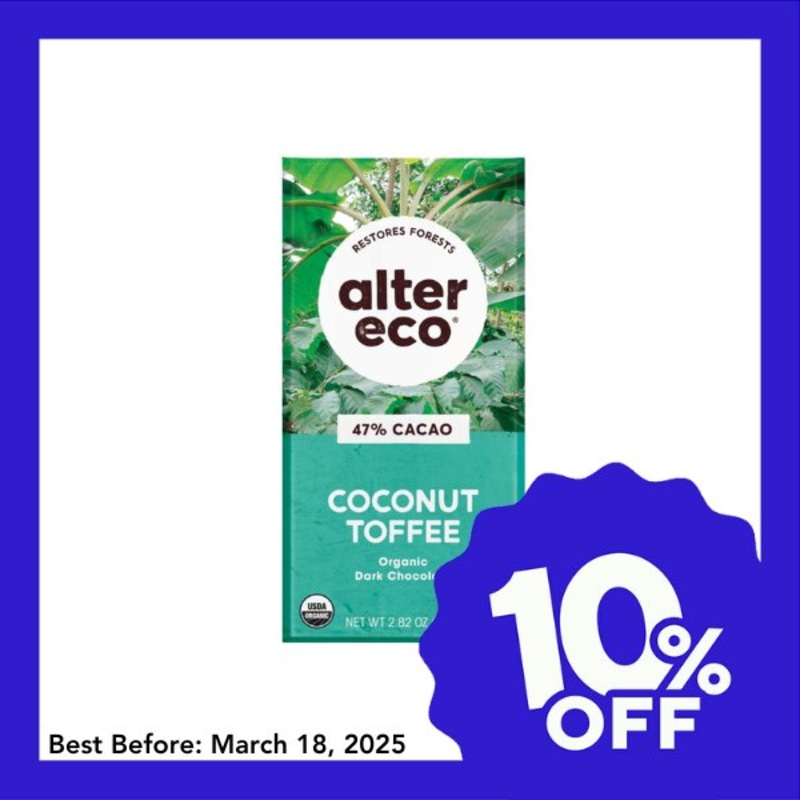 Alter Eco Organic Dark Chocolate Coconut Toffee – 47% (80g)