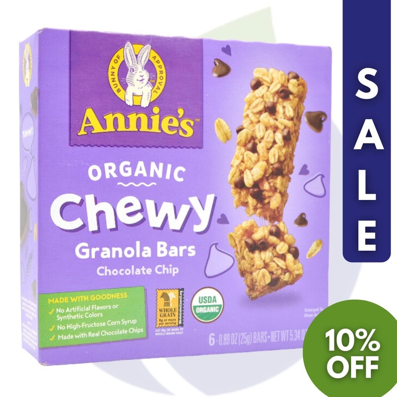 Annie’s Organic Chewy Granola Bars – Chocolate Chip (151g) – Slightly Damaged