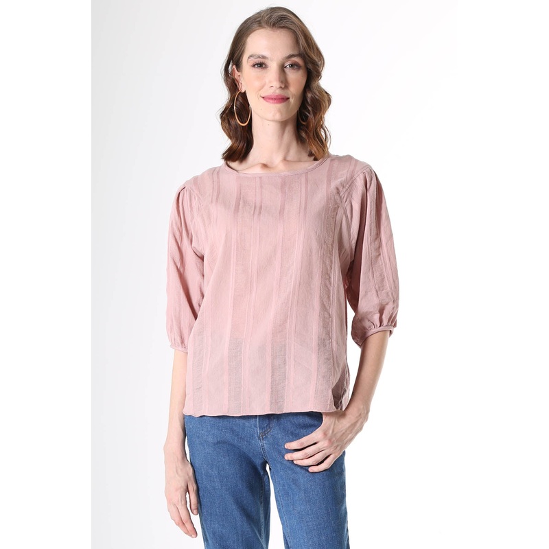 Avenida Textured Blouse Musk in Cotton Blend