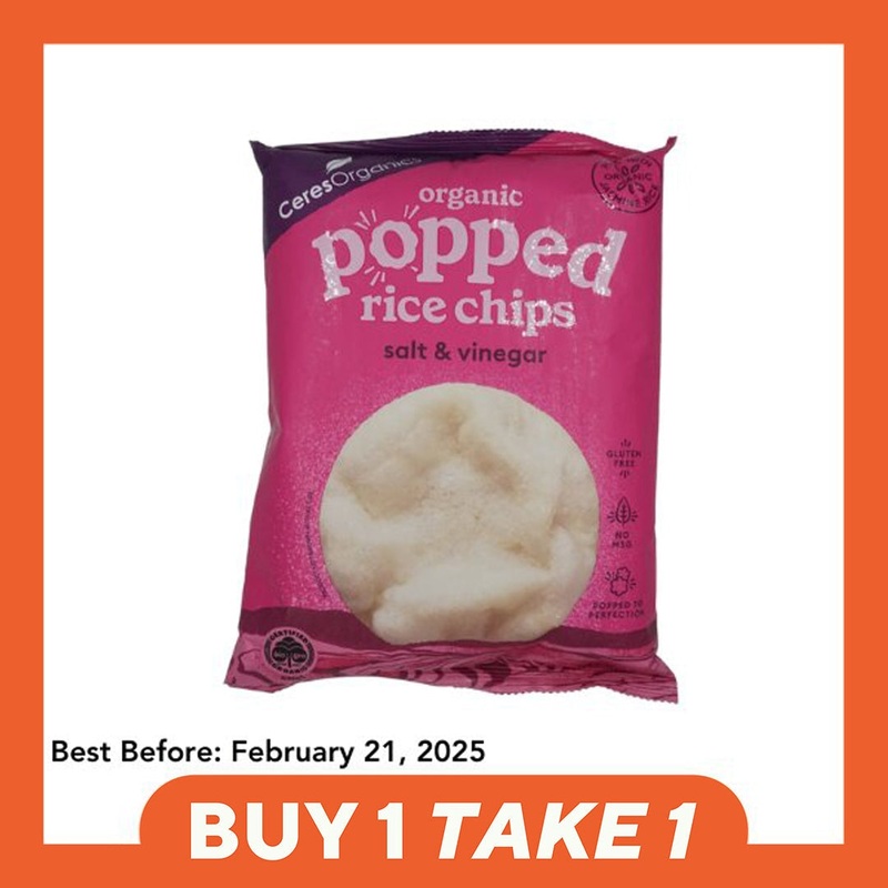 [B1T1] Ceres Organics Popped Rice Chips – Salt & Vinegar (100g)