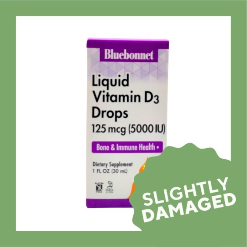 Bluebonnet Liquid Vitamin D3 Drops 5000 IU (30ml) – Slightly Damaged
