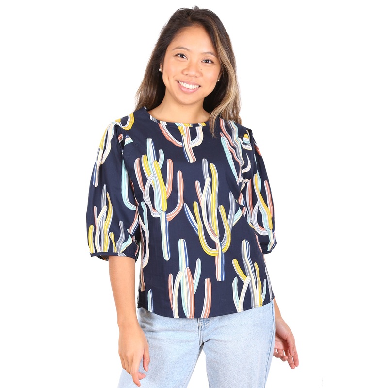 Go West Blouse Navy in Cotton