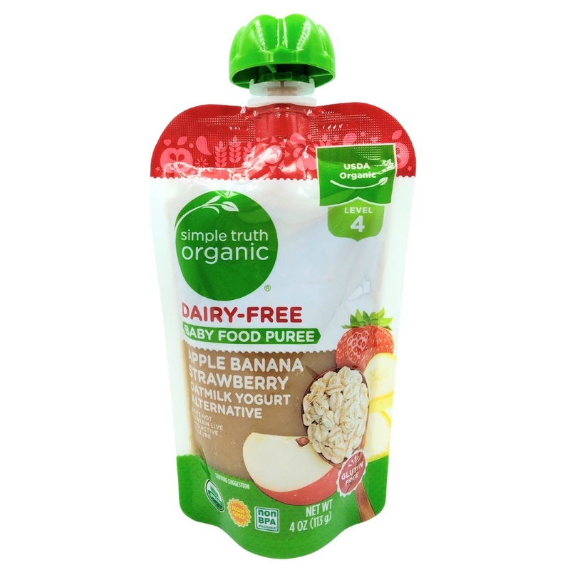 Simple Truth Organic Baby Food Puree Level 4 – Apple Banana Strawberry Oatmilk Yogurt Alternative (113g)