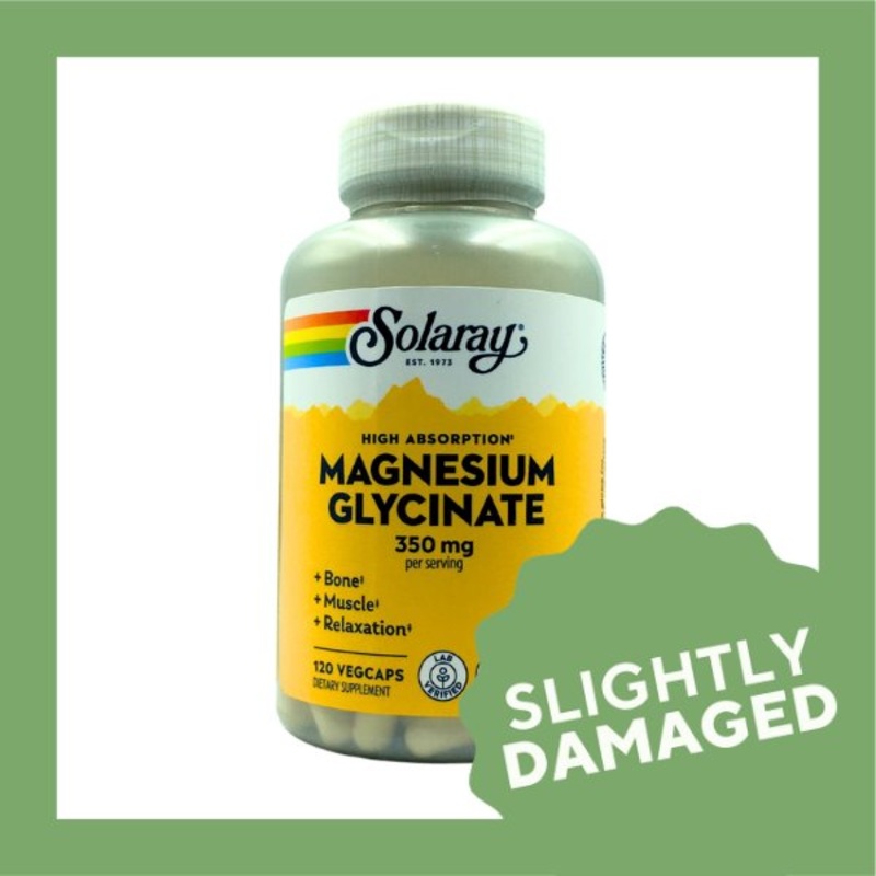 Solaray Magnesium Glycinate 350mg (120 veg caps) – Slightly Damaged