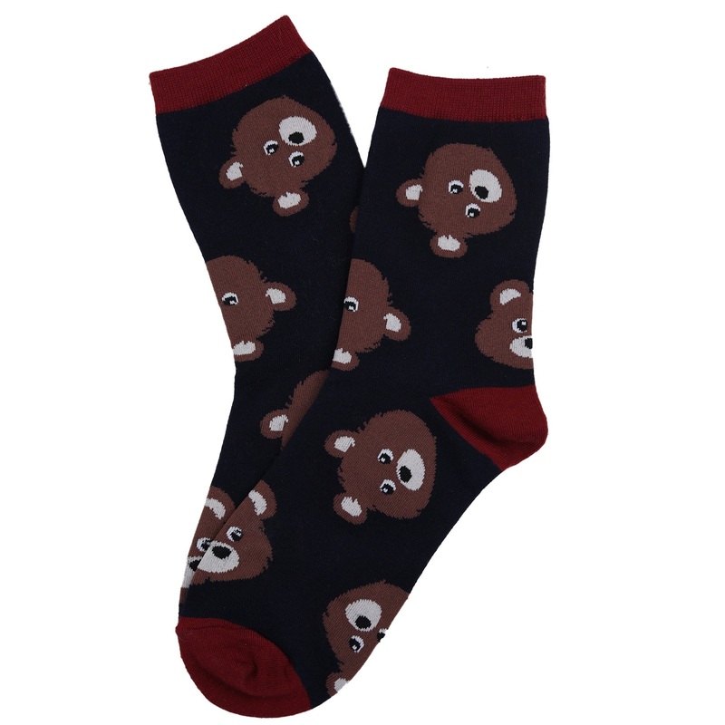 Barb Bear Cotton Socks Navy