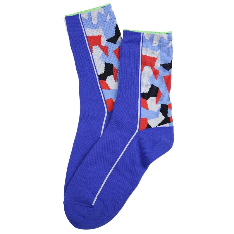 Camo Heel Cotton Socks Blue